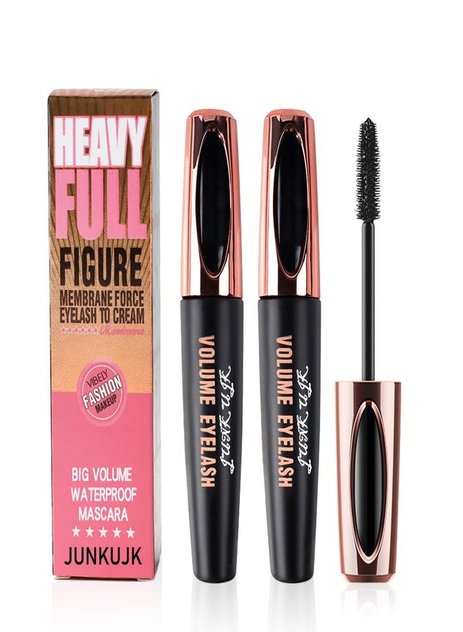 JunKuJK 2 Pack 4D Silk Fiber Lash Mascara,Lengthening and Thick,Long Lasting Waterproof Mascara Set for Women,All Day Smudge-Proof,Volume and Length （Black）A - Image 1